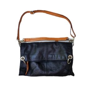 Leather convertible shoulder bag